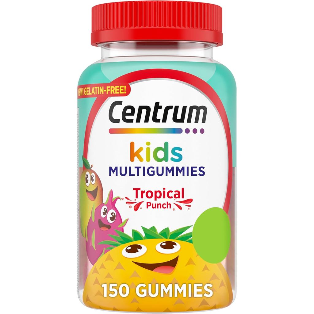 Centrum Kids Multivitamin Gummies, Tropical Punch Flavour Made With Natural Taste, Stocking Stuffer, 150 Count, 150 Day ply