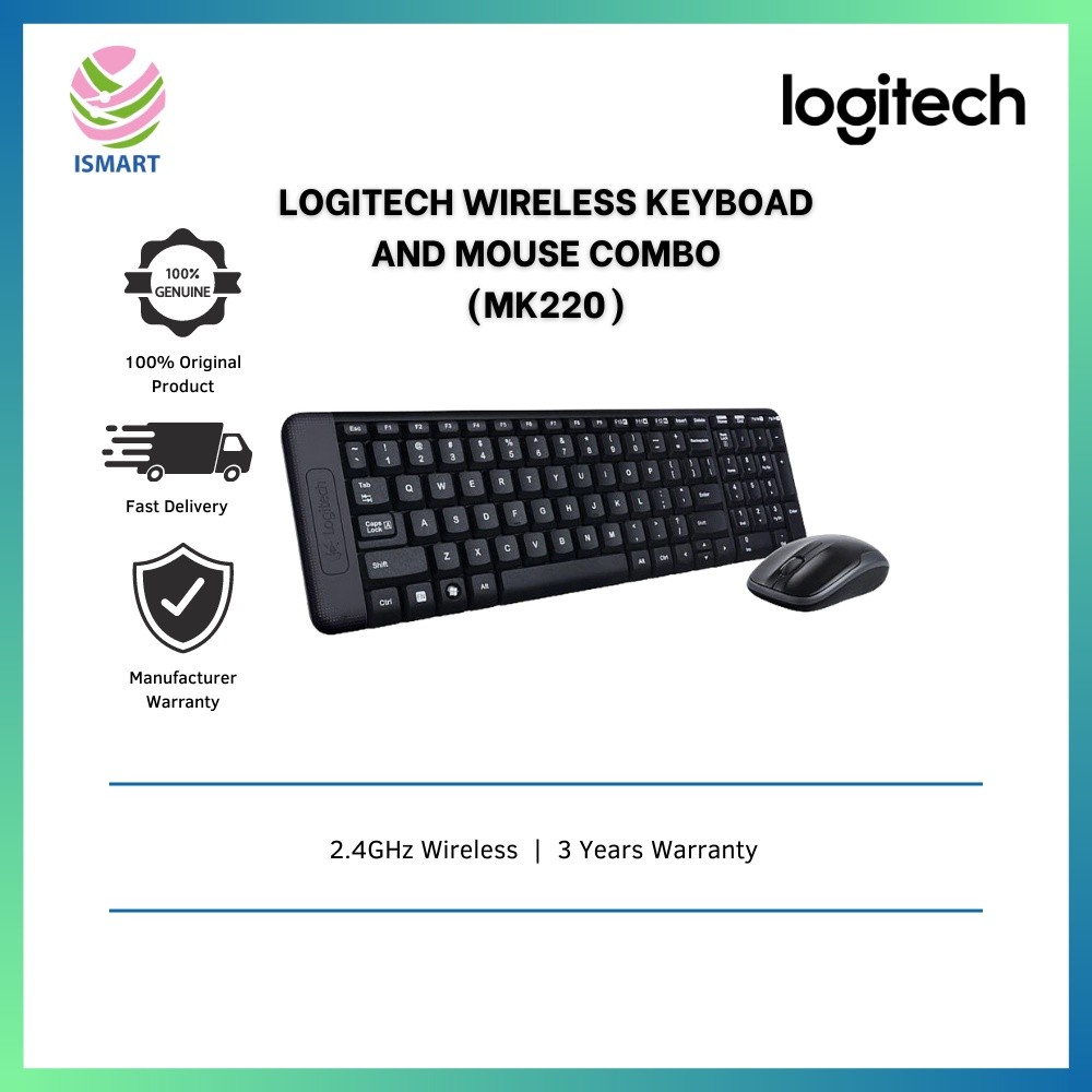 เมาส์คีย์บอร์ด LOGITECH MK220 WIRELESS COMBO