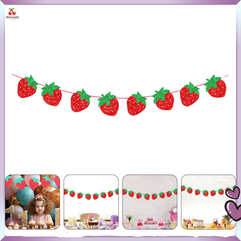 ผลไม้สตรอเบอร์รี่สตรอเบอร์รี่ตกแต่งวันเกิดฉลอง6.0.00X13.00X0.10CM สีแดง