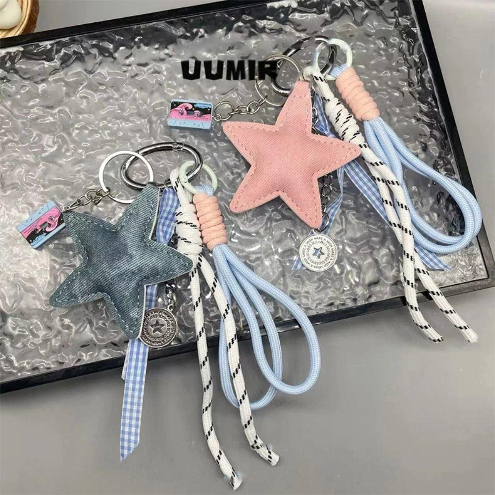 UUMIR พวงกุญแจดาวห้าแฉก, หนัง DIY Star Bag จี้, แฟชั่นเชือกถัก Star Key Holder สําหรับกระเป๋าถือกระเป๋าอุปกรณ์เสริมกระเป๋าเป้สะพายหลัง