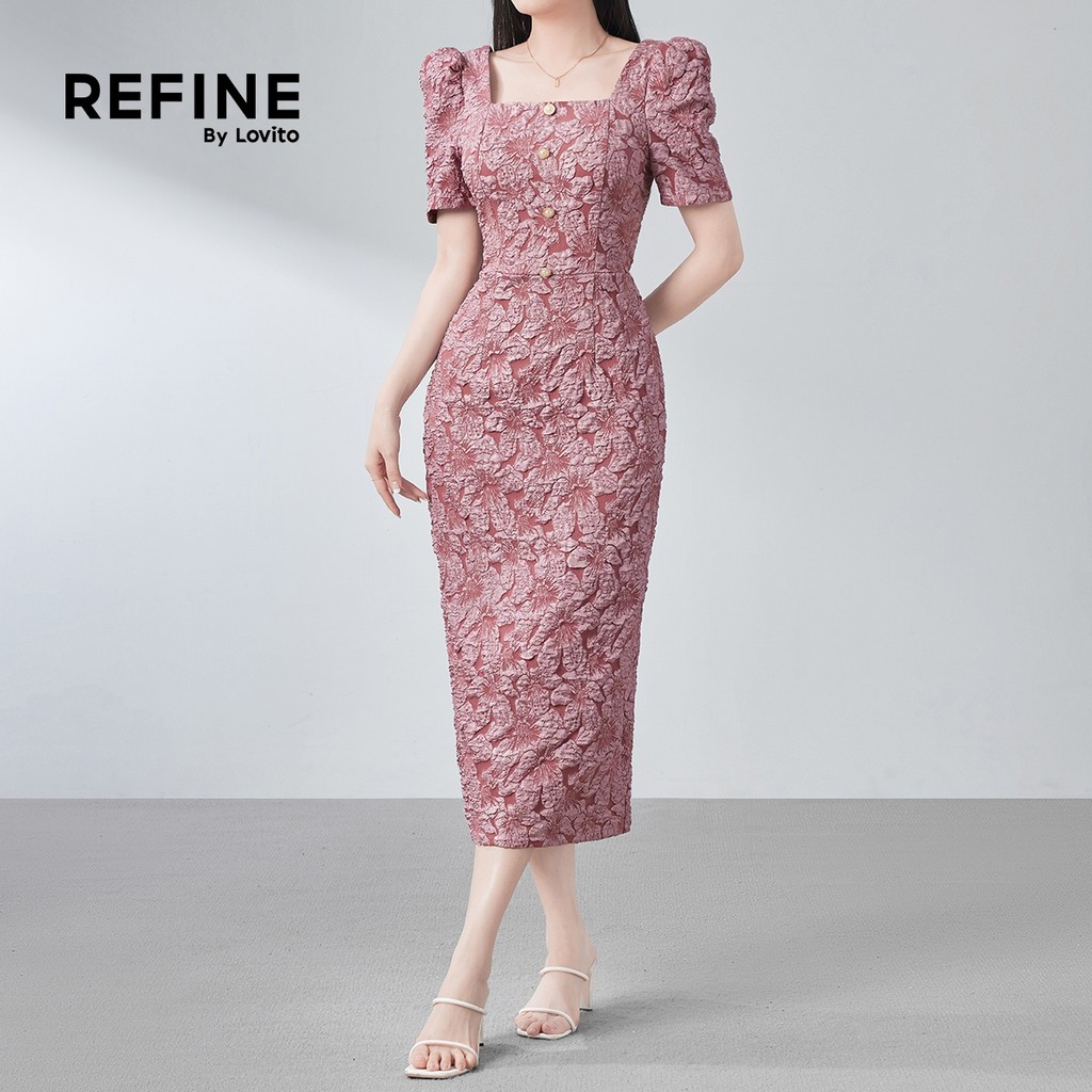 (Refine by Lovito) เดรสสีชมพูสําหรับฤดูร้อนฤดูใบไม้ผลิที่มีโครงสร้างไข่มุกสง่างาม LR26E006 ราคา ถูกที่สุด ดีลบีเคเค แกลเลอรีภาพที่ 5