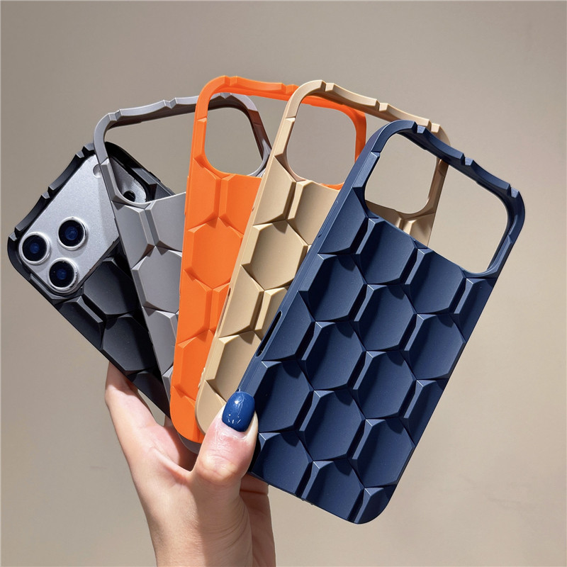 3D Diamond Grid เคสโทรศัพท์ซิลิโคนสําหรับ iPhone 17 16 15 14 13 Pro Max ฝาครอบกันกระแทก