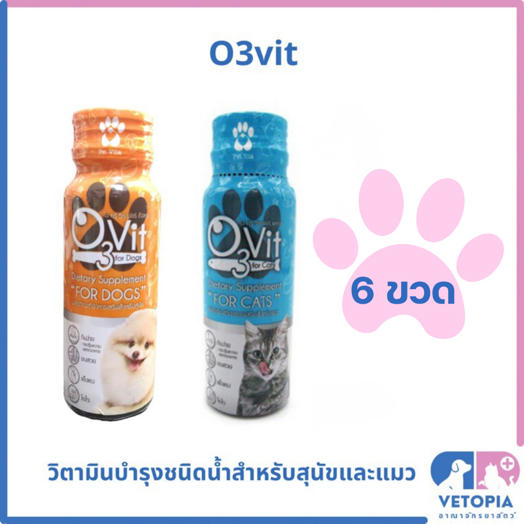 <6 ขวด> o3vit อาหารเสริมและวิตามินบำรุงชนิดน้ำสำหรับสุนัขและแมว <50ml>