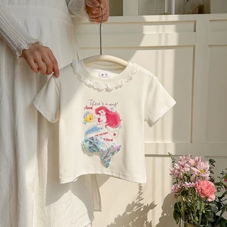 PRETTY BABY เสื้อยืดเด็ก เสื้อยืดคอกลม ลายการ์ตูน น้องนางเงือก 3D (2125)