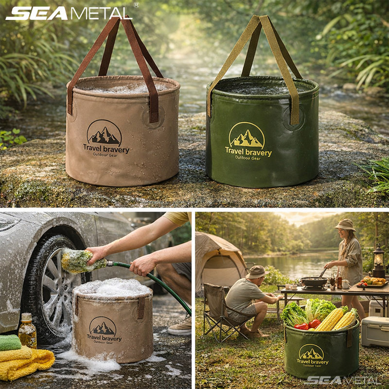 SEAMETAL 10/20L Outdoor Multifunctional Bucket Collapsible Portable Travel Bucket ความจุขนาดใหญ่ Car