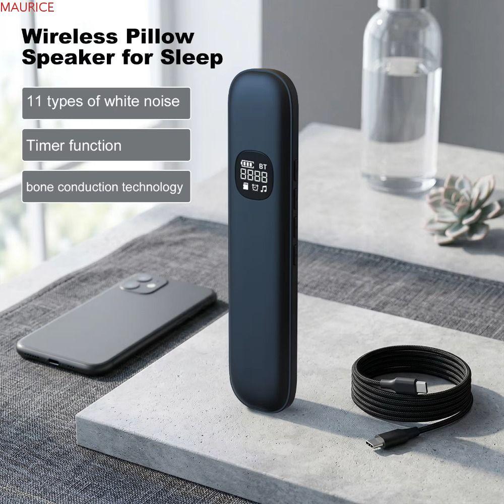 MAURICE Bone Conduction Sleep Speaker,ฟังก์ชั่นจับเวลาจอแสดงผล LED ภายใต้ลําโพงหมอน,มัลติฟังก์ชั่นบล