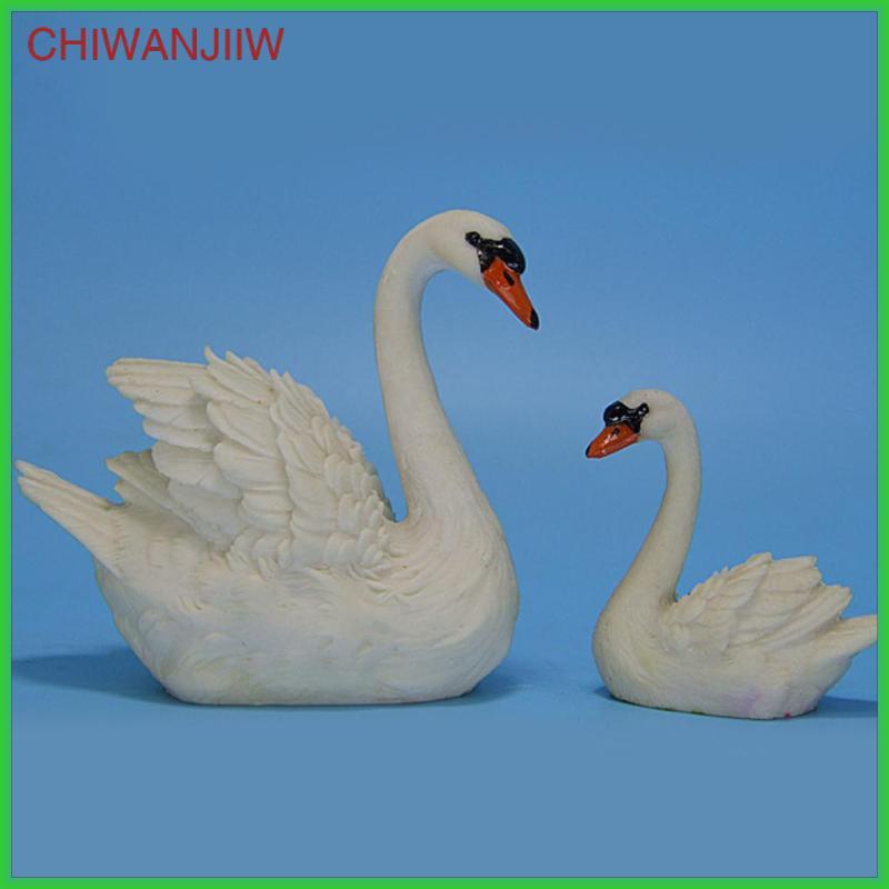 [chiwanjiiw] 2x Swan Sculpture White Vivid Swan Model For Home Jewelry Table Decors