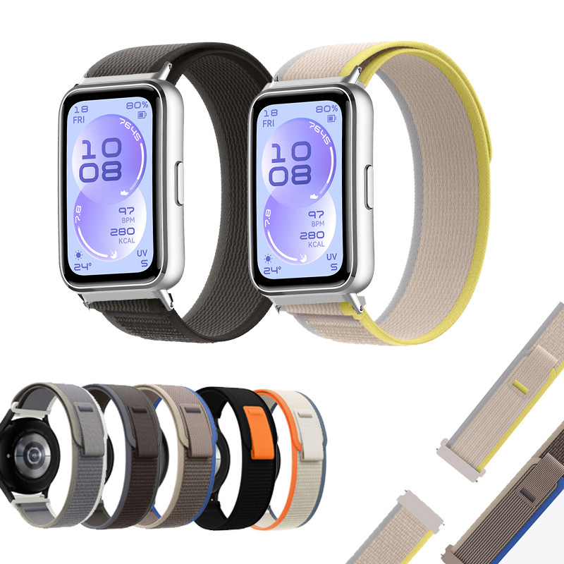 ไนลอน Trail Loop สายนาฬิกาสําหรับ Huawei Band 11 pro การเชื่อมต่อโลหะ Velcro สายรัดข้อมือระบายอากาศสร้อยข้อมือ