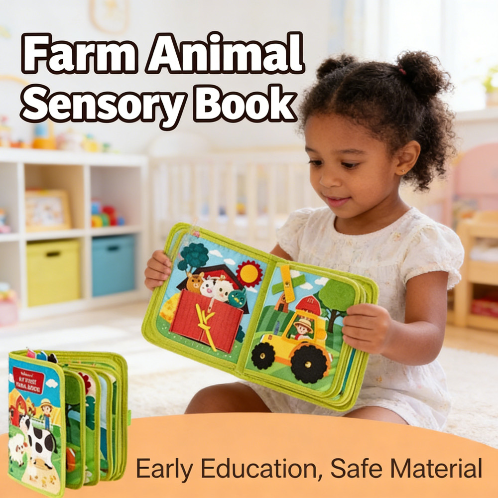 Montessori Toy Farm Animal Busy Book Sensory Baby Education Book