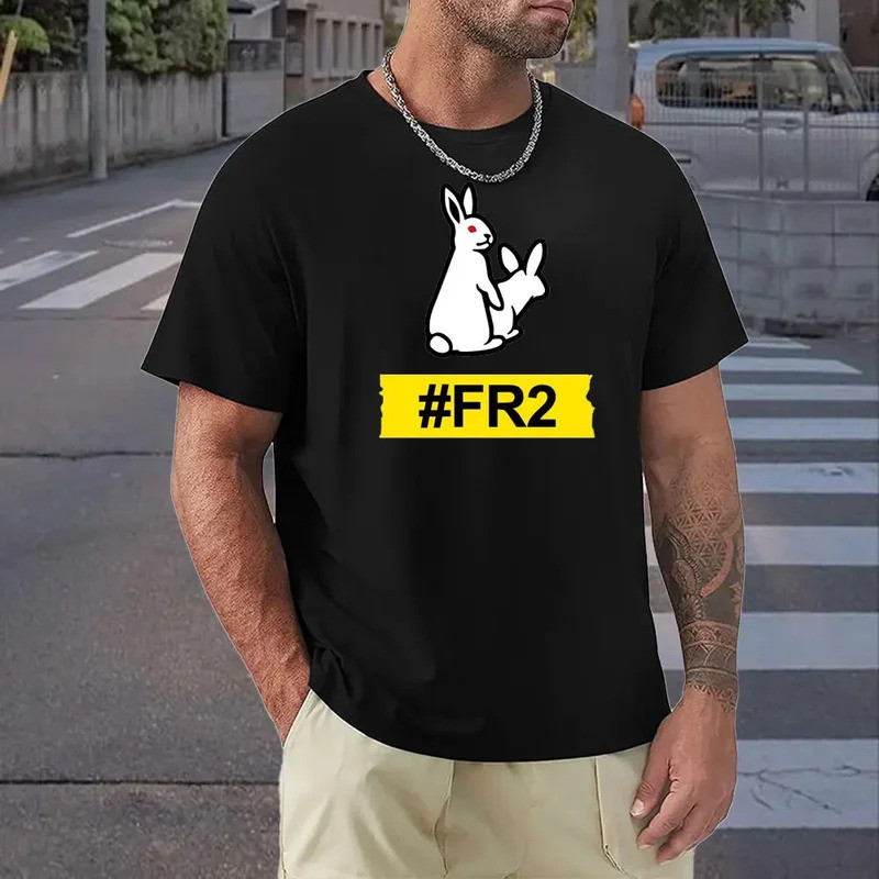 ตลก # เสื้อยืด FR2 ลายกระต่าย สำหรับผู้ชายและผู้หญิง เสื้อยืดลำลอง เสื้อยืดผู้ชาย ผ้าฝ้าย 100% เสื้อ