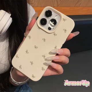 เคสไอโฟน โบว์สีน้ำตาล หนังนุ่มพื้นผิว TPU สำหรับ iPhone 11 12 13 14 15 16 ProMax X XR XS Max 7 8Plus-AP