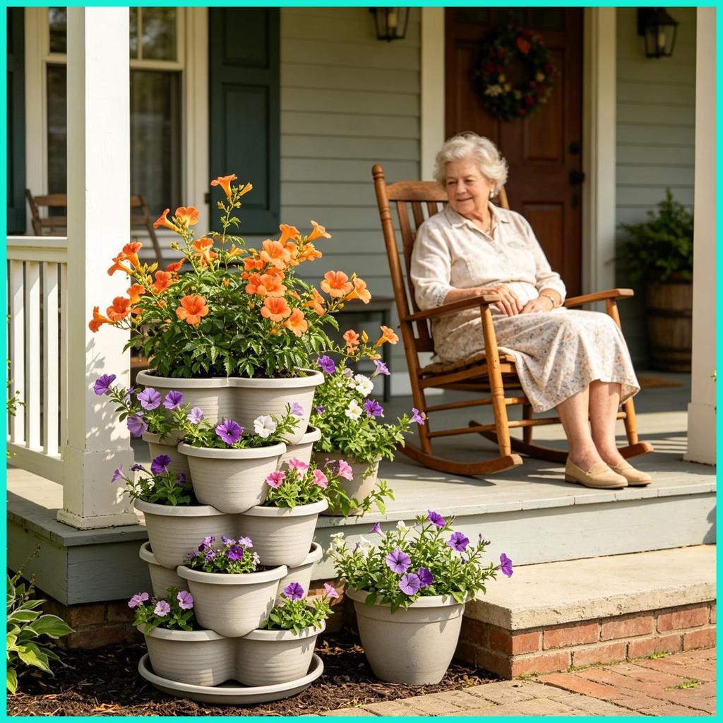 Garden Tower 5 ชิ้น Tiered Stackable ยกปลูก pods แนวตั้ง Garden Tower สําหรับลานระเบียงบ้าน tongth