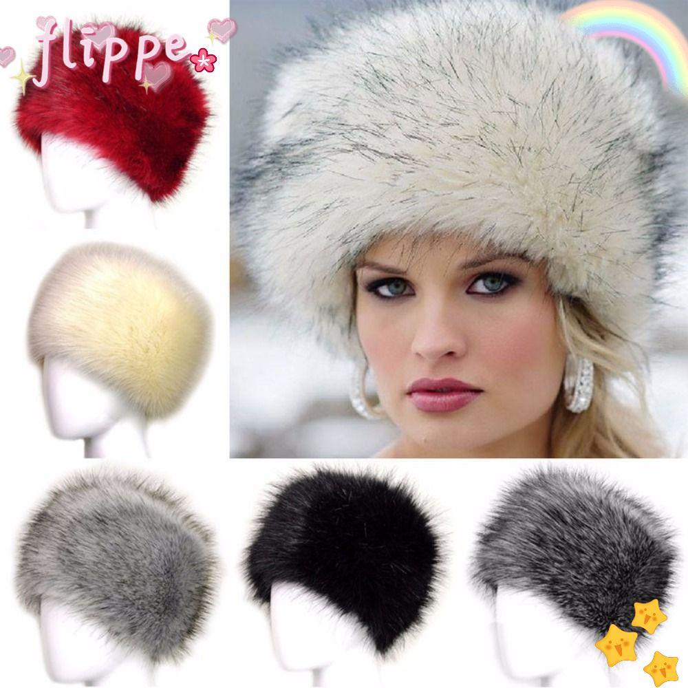 หมวกหิมะขนเทียมแบบ Ushanka สำหรับการเล่นสกีและกลางแจ้ง