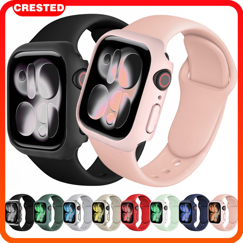 สายซิลิโคนกรณีพีซี for IWatch Smart Watch SE Ultra 3 2 49mm 46 45 41มม. 44 42 40มม. Series 11 10 9 8 7 6 5 ฝาครอบยางอ่อน