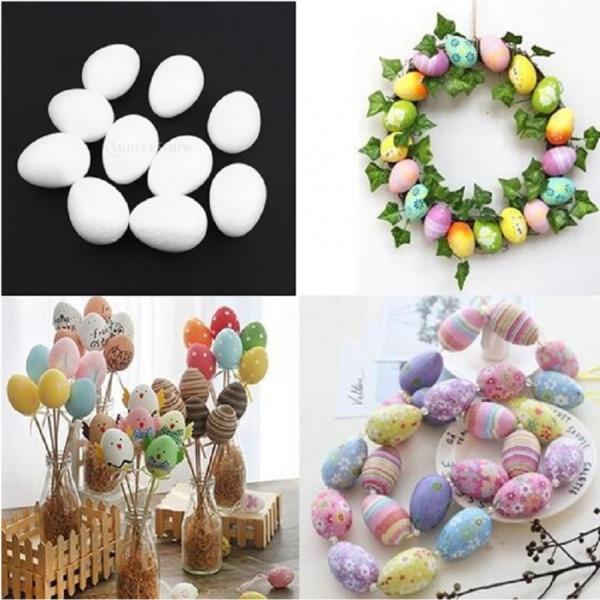 [Lovoski2] 5/10/50 White Modelling Craft Polystyrene Eggs งานฝีมือโฟมสําหรับ DIY Art