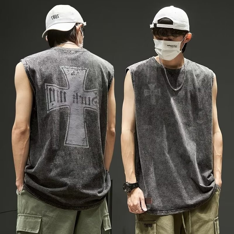 [ส่งไวจากไทย] เสื้อกั๊กผู้ชาย แฟชั่น สันทนาการ ระบายอากาศได้ดี ขนาดใหญ่ วัยรุ่นสตรีท