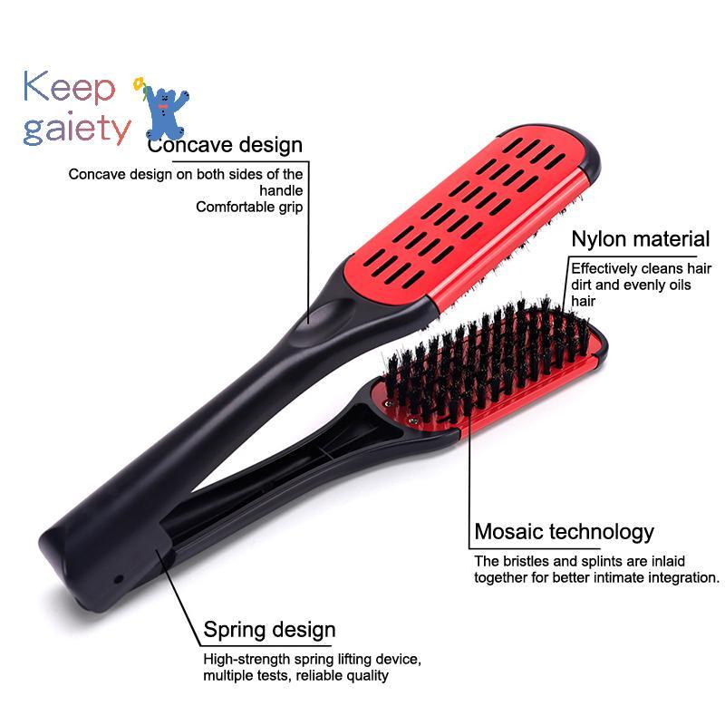 [Kpt-t] Pro Hairdressing Straightenerแปรงผมไนลอนยืดผมแปรงคู่V Shapeb Clampไม่เจ็บเครื่องมือจัดแต่งทร