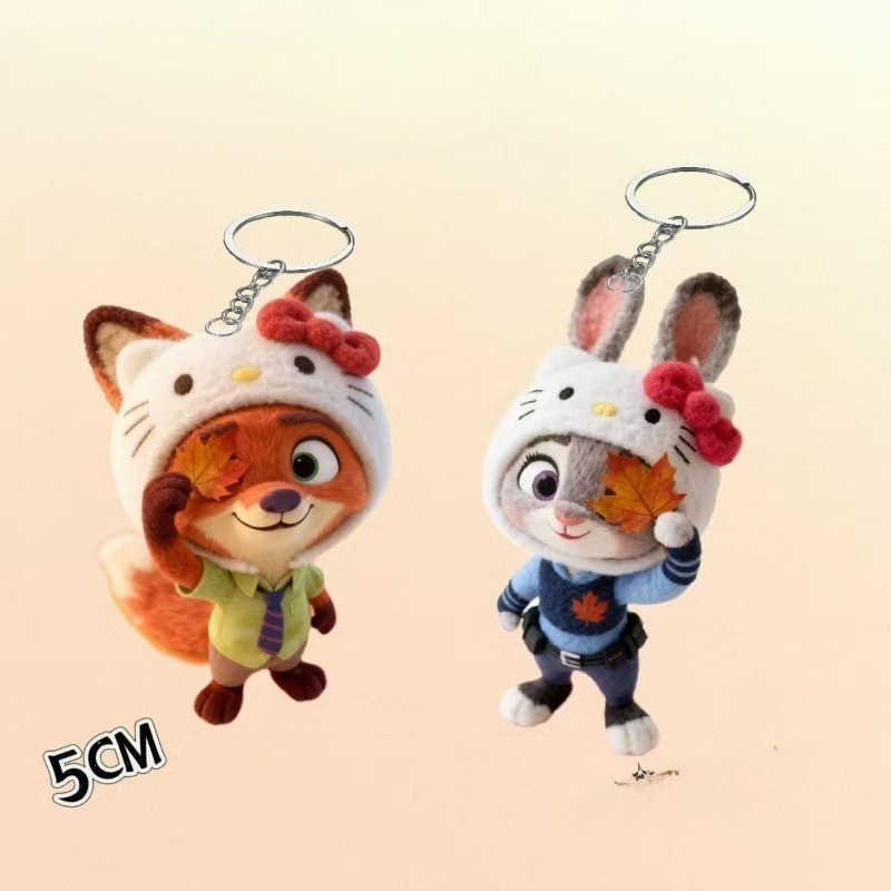 สัตว์บ้าอุปกรณ์ต่อพ่วงการ์ตูนจูดี้น่ารักเชื่อมโยงนิคคู่อะคริลิกระเป๋านักเรียนพวงกุญแจจี้ของขวัญ
