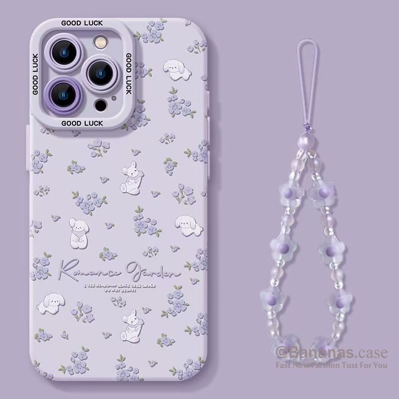 น่ารักฤดูใบไม้ผลิดอกไม้กระต่ายเคสโทรศัพท์สําหรับiPhone 17 16 15 14 13 12 11 Pro Max X Xr Xs Max 7 8 Plus
