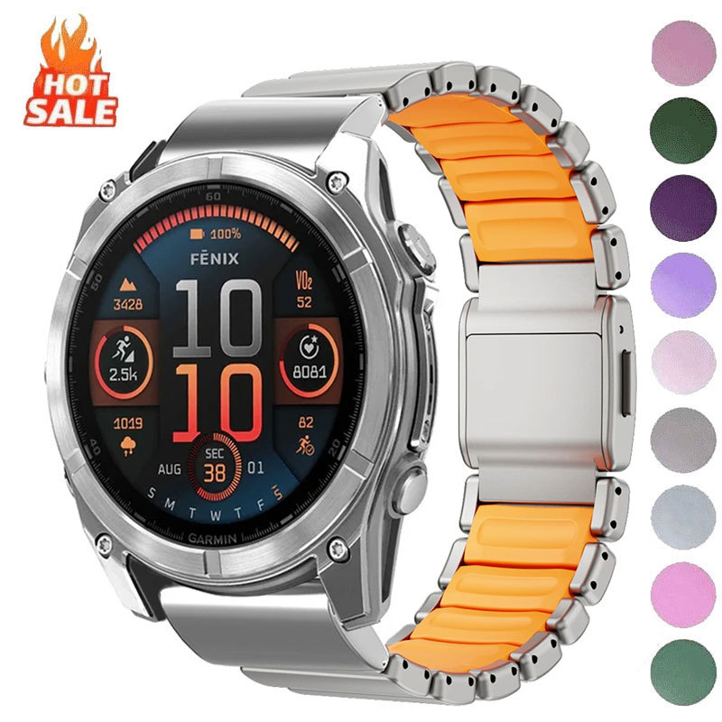 26 มม.หรูหราไทเทเนียมสําหรับนาฬิกา Garmin Fenix 8 7X Pro Tactix 7 EPIX Pro 51 มม.Enduro 3 2X Instinct 3 2X 50 มม.Quick Fit สายคล้อง