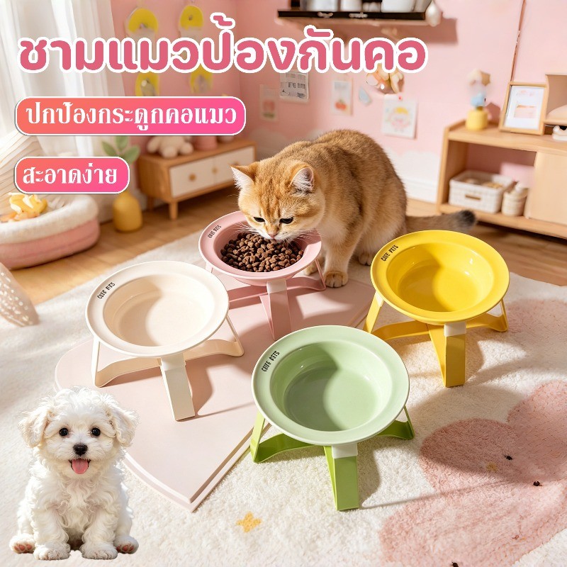 ชามสัตว์เลี้ยง ชามเซรามิก ชามอาหารแมว ชามอาหารสัตว์เลี้ยง ชามอาหารแมวเซรามิค ดีไซน์ยกสูงป้องกันคอ
