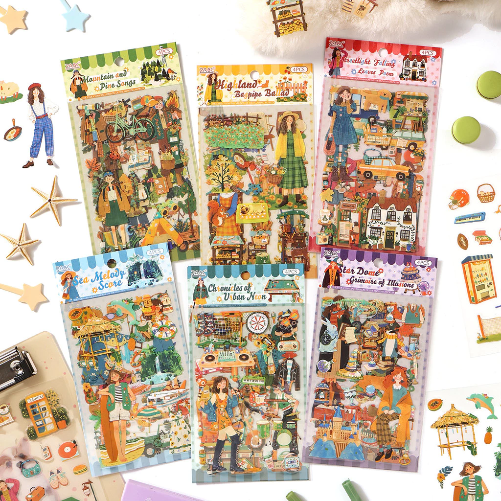 Journamm 4 แผ่นสติกเกอร์บัญชีมือ DIY ไดอารี่กรอบตกแต่ง Collage สติกเกอร์ตกแต่ง Scrapbooking Embellishments อุปกรณ์สําหรับ Junk Journaals Art หัตถกรรม