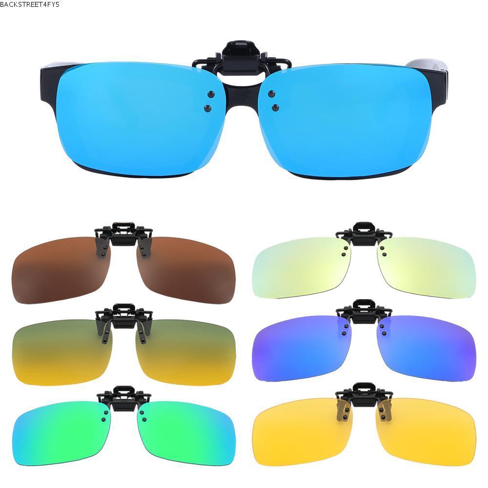 BACKSTAGEEET4FC3 แว่นกันแดดแบบหนีบ UV400 Flip Up Anti-Glare Rimless Night Vision