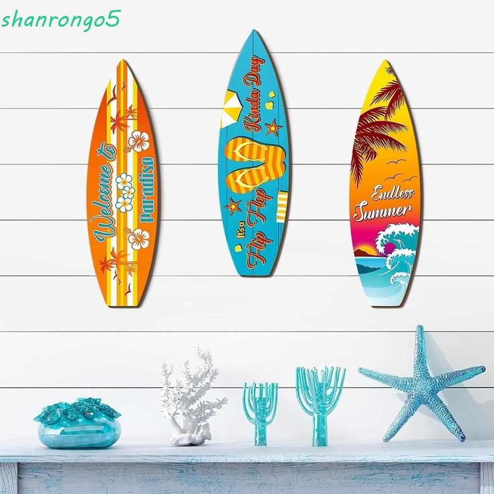 ZONAL Beach Surfboard Decor, Retro Summer Beach Themed Surfboard แขวนผนัง, แขวนแผ่น Handcrafted สีสั