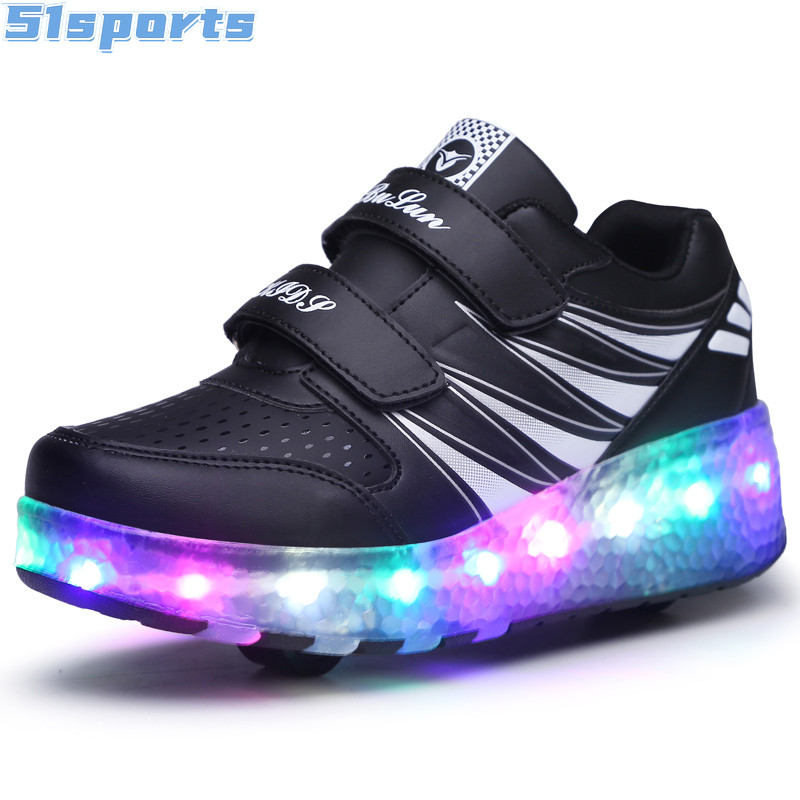 51sports Heelys Shoes for Kids Boy Fashion Casual Sports Shoes Korean Style Leg Light Roller Skates 