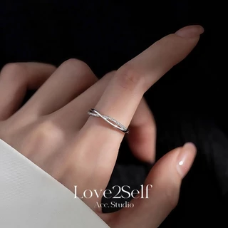 แฟชั่น Cross Zirconia แหวนปรับสําหรับผู้หญิงเปิดแหวนออกแบบสวมใส่ทุกวัน J032