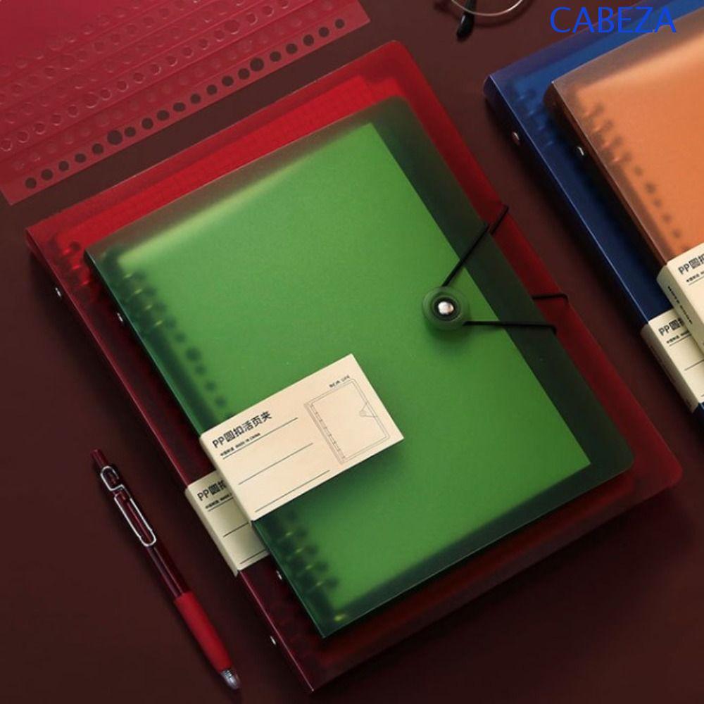 CABEZA เปลือกโน้ตบุ๊คหลวม, Notebook Binder DIY Binder A5/B5/A4 Binder Cover, การออกแบบ 8 หลุมโปร่งใส
