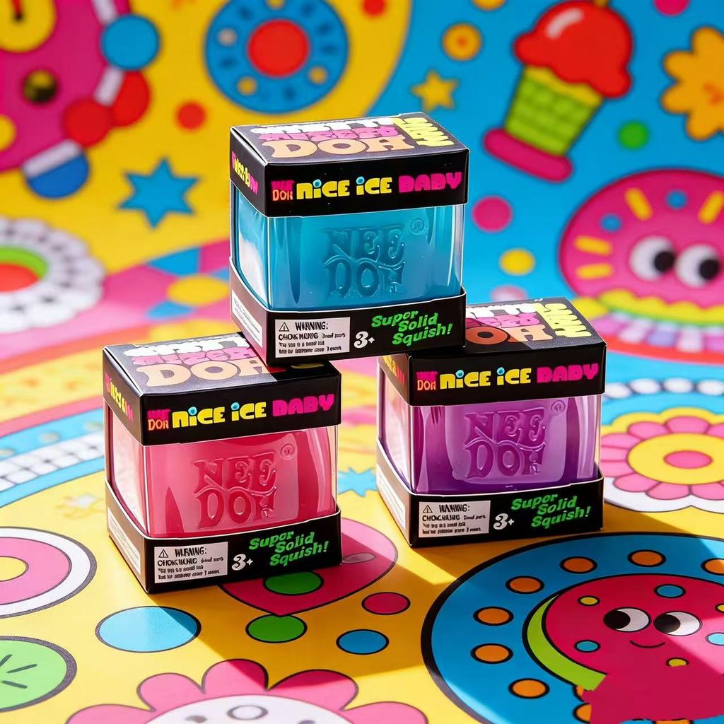 Schylling Needoh 1/3 pcs Nice Cube Sensory ของเล่นความเครียดบรรเทาบล็อก Pinching บรรเทาปริศนาแก้ปัญหา Ve