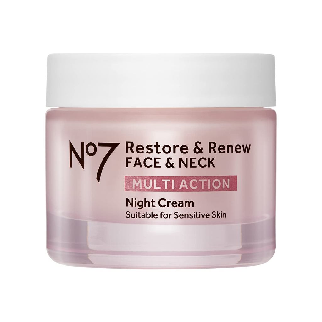 No7 Restore & Renew Multi-Effect Night Cream มอยเจอร์ไรเซอร์บํารุงผิวหน้าและคอ-กลางคืนพร้อมคอลลาเจนเ