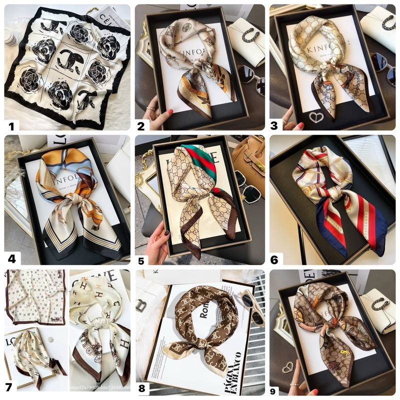 พร้อมส่งในไทยส่งไว/70*70ซม./ผ้าพันคอ ผ้าโพกหัว ทรงสี่เหลี่ยม ขนาดกลาง สไตล์วินเทจ หรูหรา IR-54