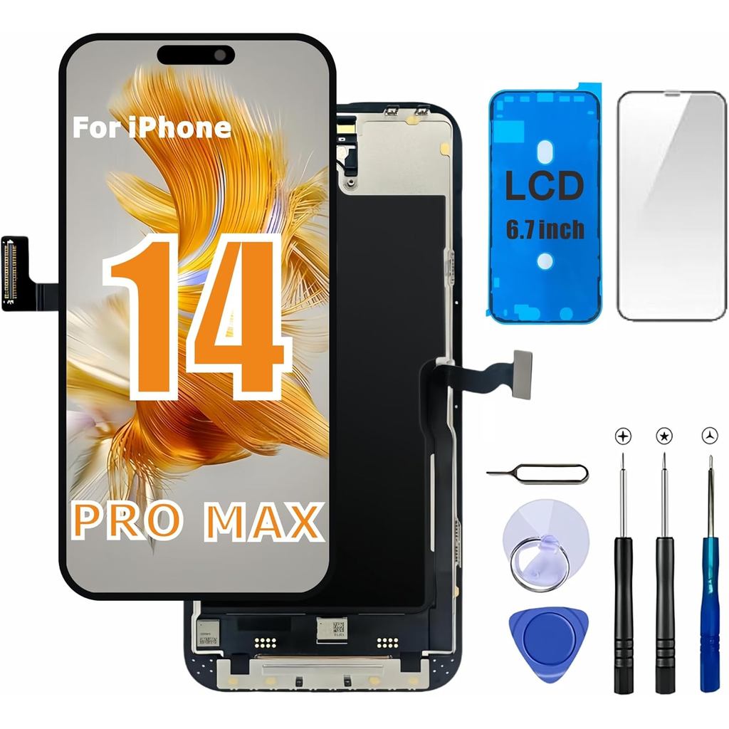 เลือก US สําหรับ iPhone 14 Pro Max เปลี่ยนหน้าจอสีดํา 6.7 นิ้ว, LCD Touch Digitizer จอแสดงผลสําหรับ 