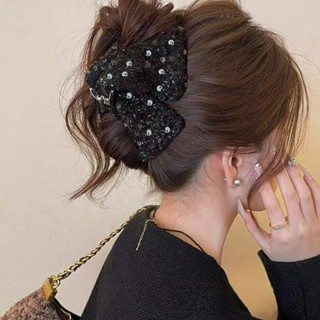 กิ๊บติดผมปักเลื่อมสีดำ เครื่องประดับผมสำหรับผู้หญิง