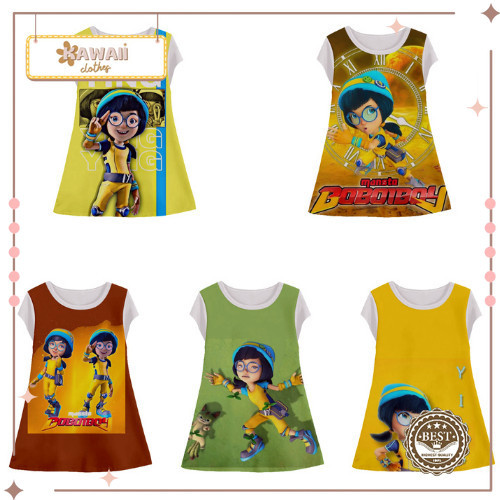Ying Bokiniboy Childrens Tunic Dress 3d Animation Cute Ying Boboiboy เสื้อผ้าเด็กผู้หญิง อายุ 1-12 ป