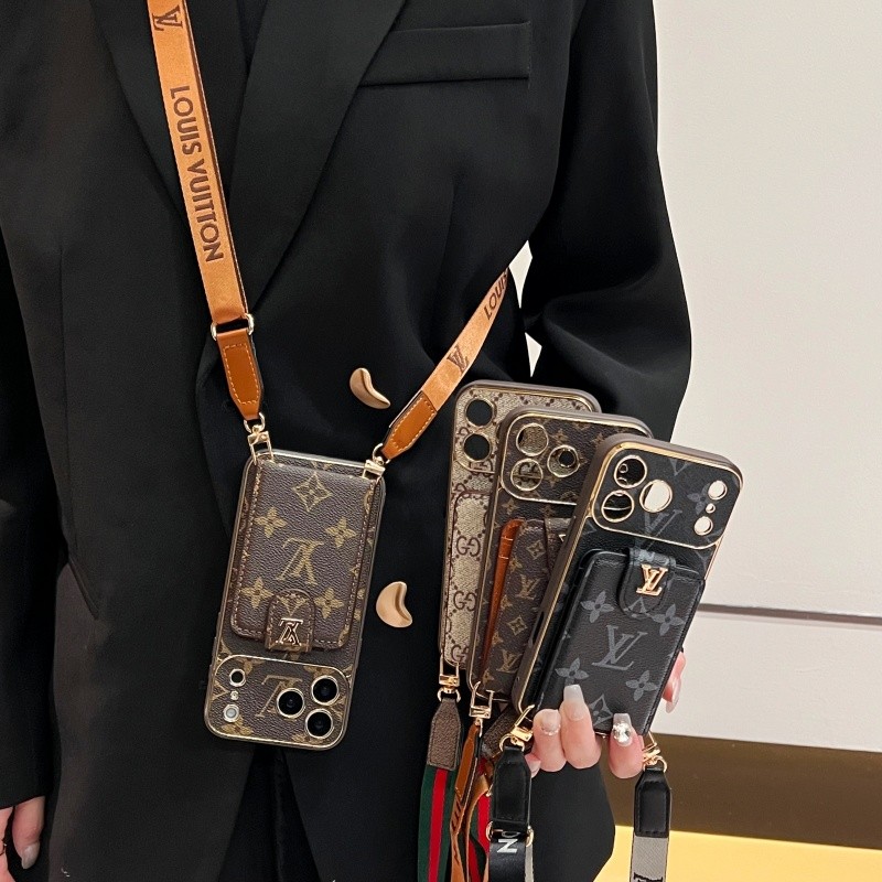 เชือกเส้นเล็กCrossbodyหนังผู้ถือบัตรเคสโทรศัพท์สําหรับIPho