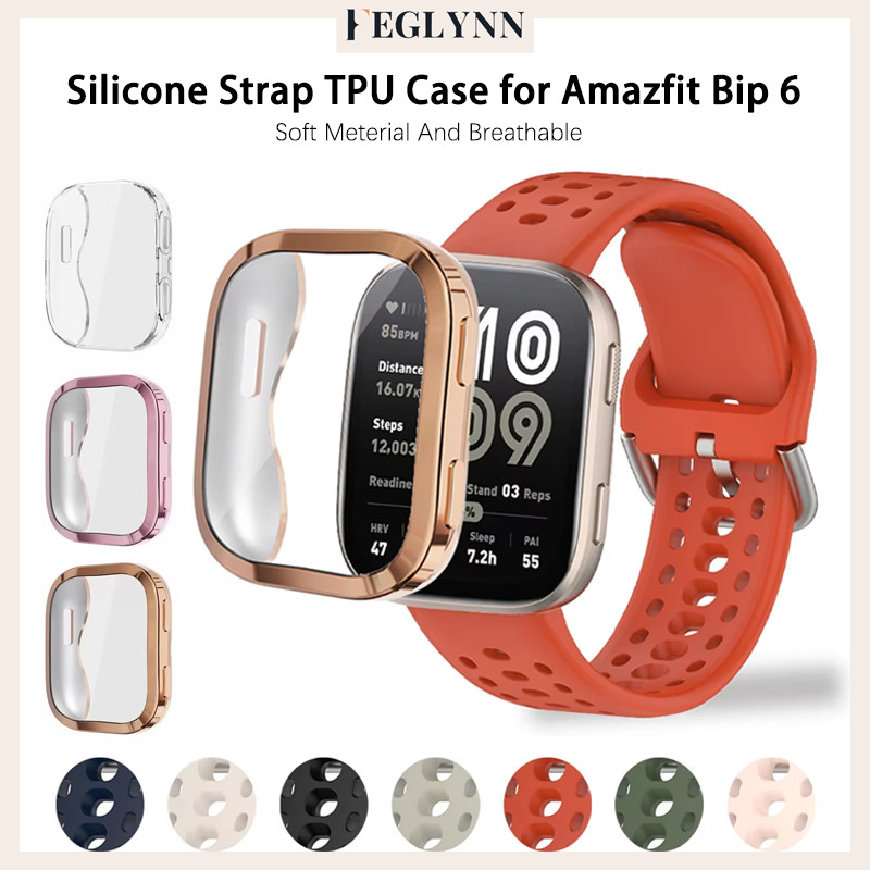 กรณีสายซิลิโคน Tpu for สมาร์ทว็อช Amazfit Bip 6 แถบยางระบายอากาศกีฬาปกป้องกันหน้าจออ่อนเต็มรูปแบบ for Amazfit Bip 6