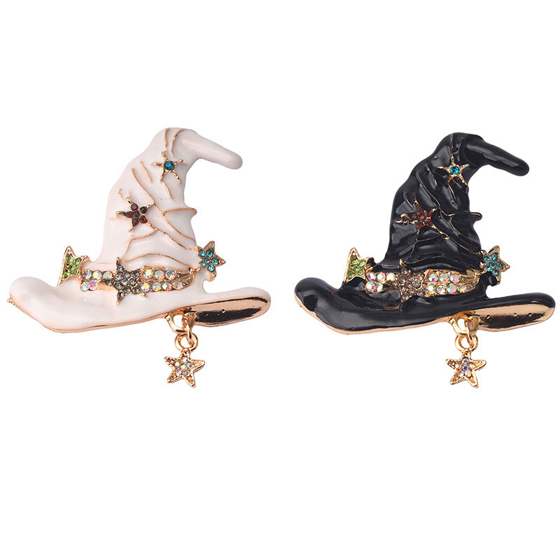 Spot Goods#Halloween Wizard Hat Brooch Five-Pointed Star Witch Hat Witch Magic Hat Pin Creative Broo