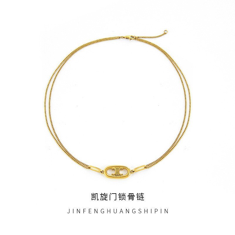 สร้อยคออาร์คเดทริอมฟ์ สองชั้น ทรงเรียบหรู พร้อมตัวอักษรหญิงและโซ่กระดูกสไตล์เกม CL LM2D