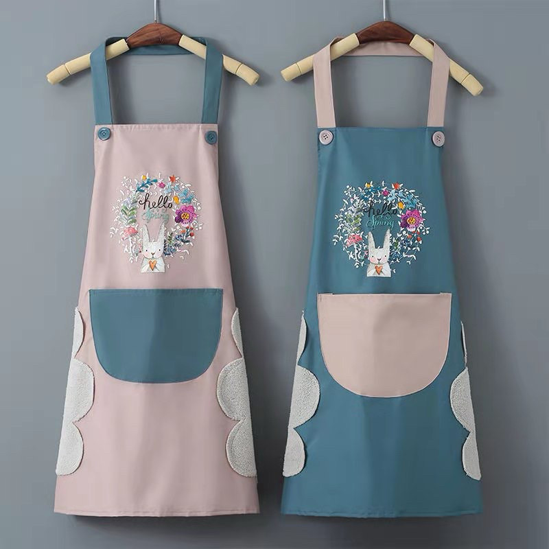WATERPROOF APRON KITCHEN APRON พร้อมการเช็ดด้วยมือและกระเป๋า OILPROOF APRON 防油裙 可爱裙
