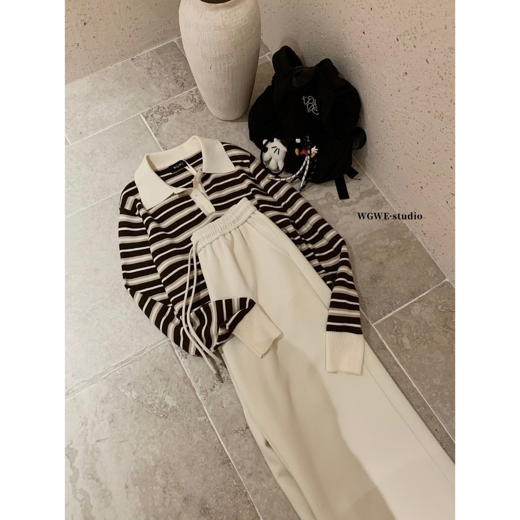 ❤ 🧵 🇰🇷 W8062 กางเกงขายาว เอวสมอค แต่งเชือก มีกระเป๋าสองข้าง ผ้ายืดหยุ่นได้ดี แฟชั่นเกาหลี TAG WG.WE 🧵🧡 - รูปที่ 2