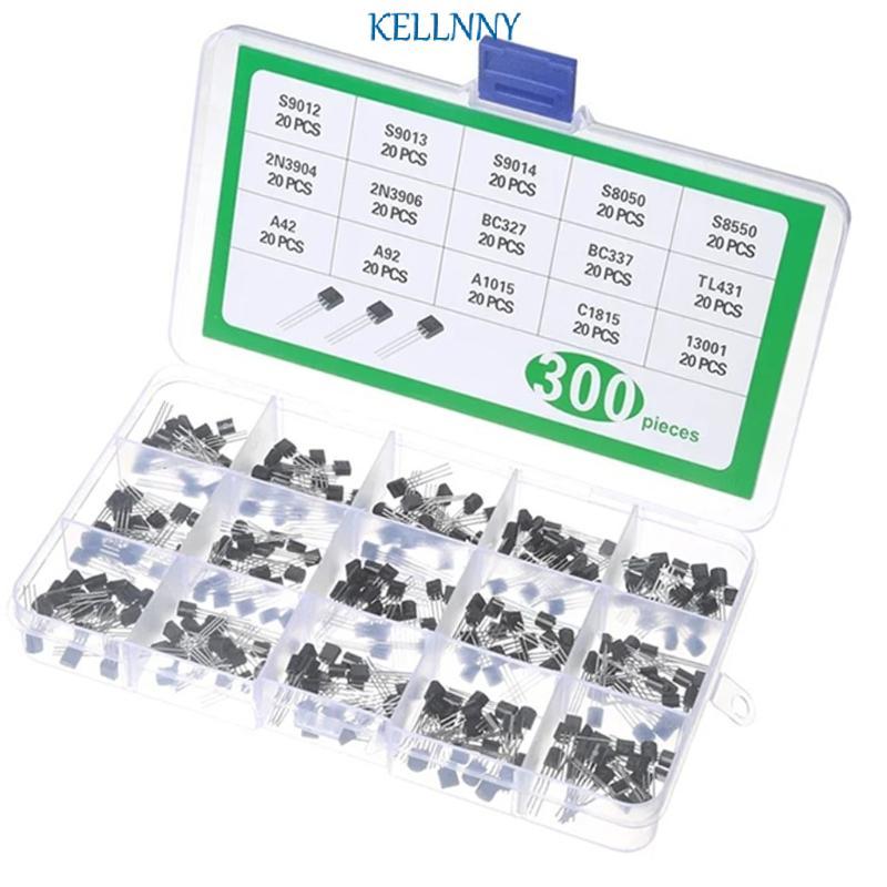 Kelln 300 ชิ้นอิเล็กทรอนิกส์ Triode ชุด 15 ประเภท S9012 S9013 S9014 S8050 S8550 2N3904 2N3906 สําหรั