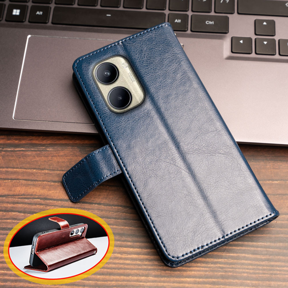 กระเป๋าสตางค์หนังสําหรับRealme C33 2023 4G RMX3624 RMX3627 Kickstand Card Holders Cover