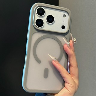 หรูหรา Matte แม่เหล็กโปร่งใสเคสโทรศัพท์สําหรับ iPhone 12 13 14 15 16 17 Pro Max Plus Air กันชนกลับกรณีฝาครอบ
