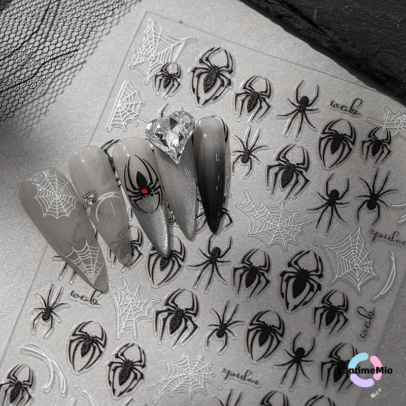 LontimeMio] 1 แผ่น 3d Spider Self กาวสติกเกอร์เล็บ Spider Web Nail Art Decals สําหรับตกแต่งเล็บใหม่