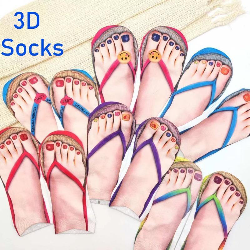 Flip-flop ถุงเท้า 3D พิมพ์ตลก สำหรับคนทันสมัย ทำจากผ้าฝ้ายแท้ เหมาะสมสำหรับทั้งชายและหญิง