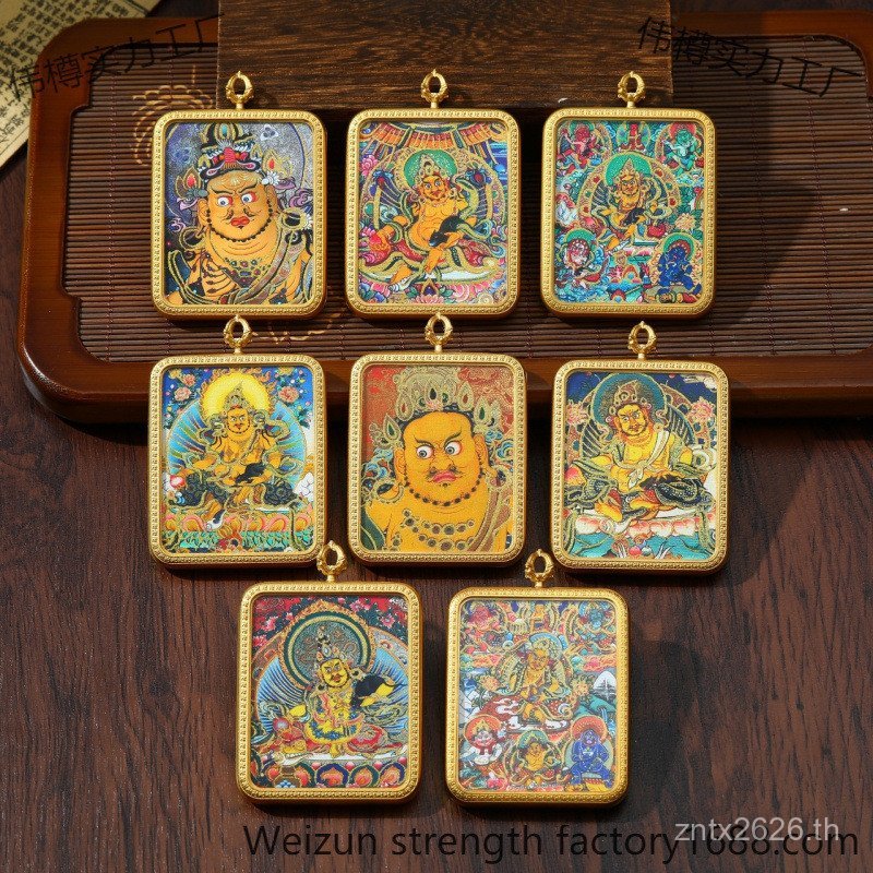 จี้สร้อยคอมือถักสไตล์ทิเบต พระศักดิ์สิทธิ์ทองคำ บนฐานฟรอสต์จากไทเทเนียม 1H9N