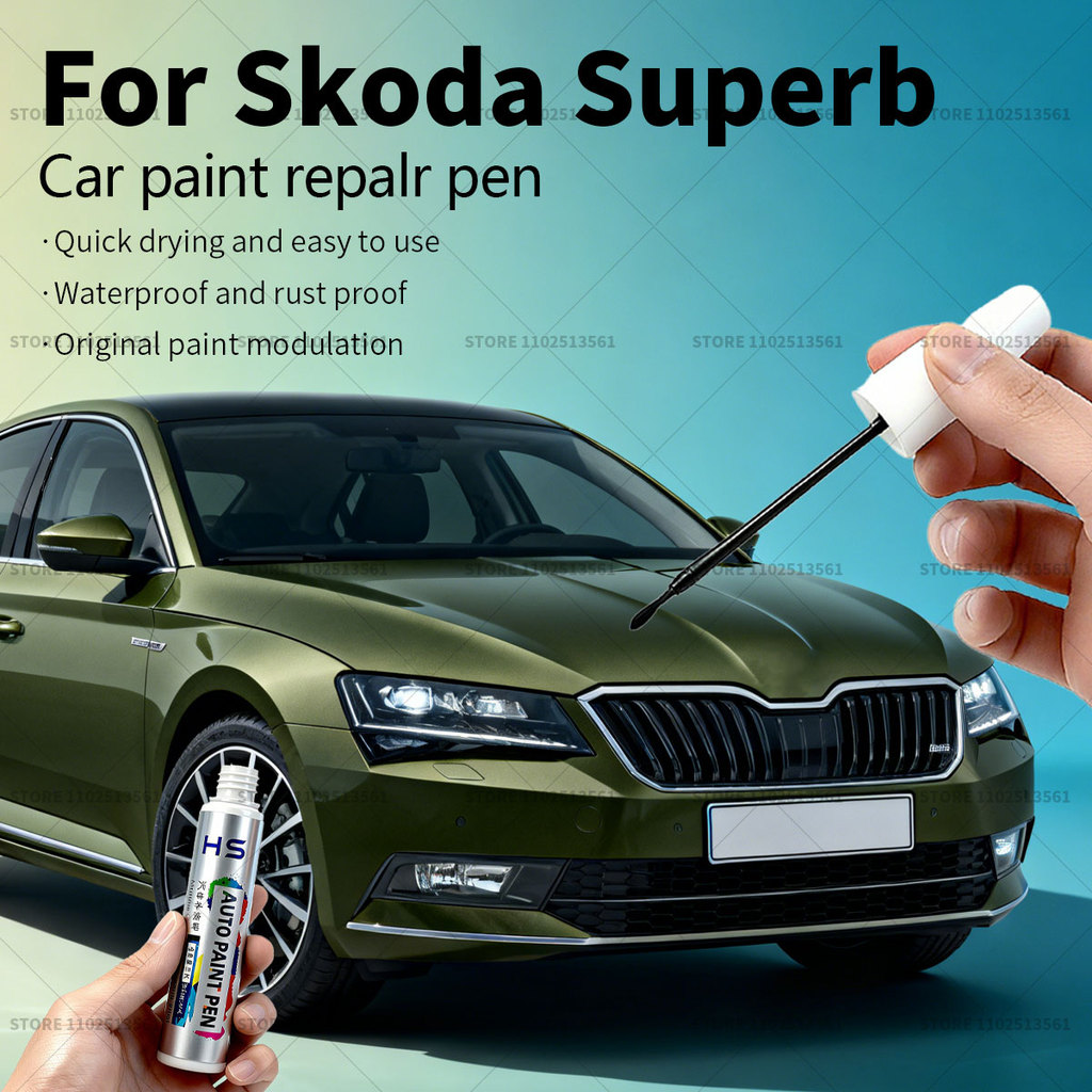 สําหรับ Skoda Superb ซ่อมสีปากกา Touch Up Scratch Remover DIY อุปกรณ์รถยนต์สีน้ําตาล 1M สีขาว LY9H G